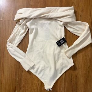 Express Off-Shoulder Cream Bodysuit NWT